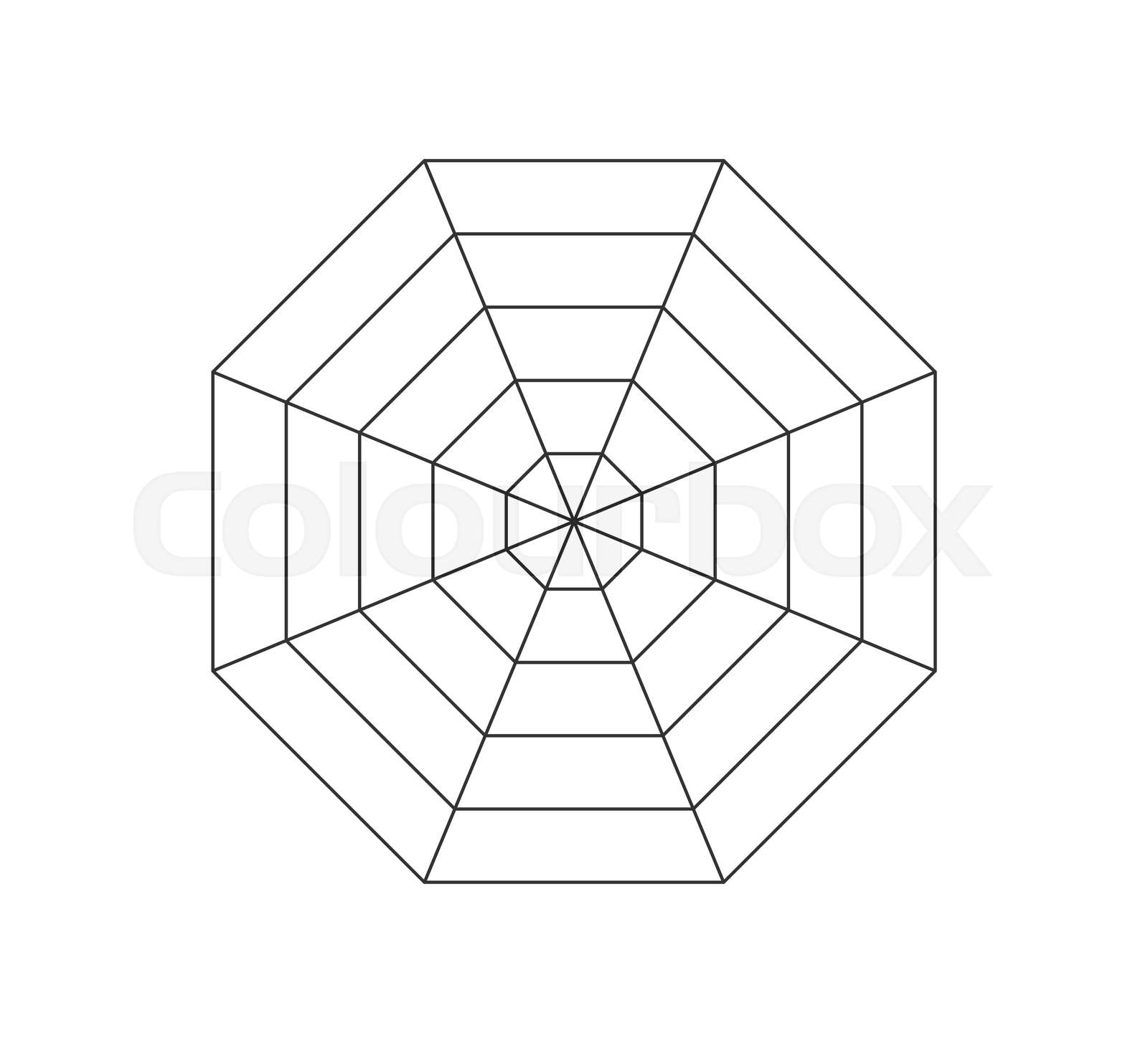 Octagonal radar or spider diagram template. Octagon graph. Flat
