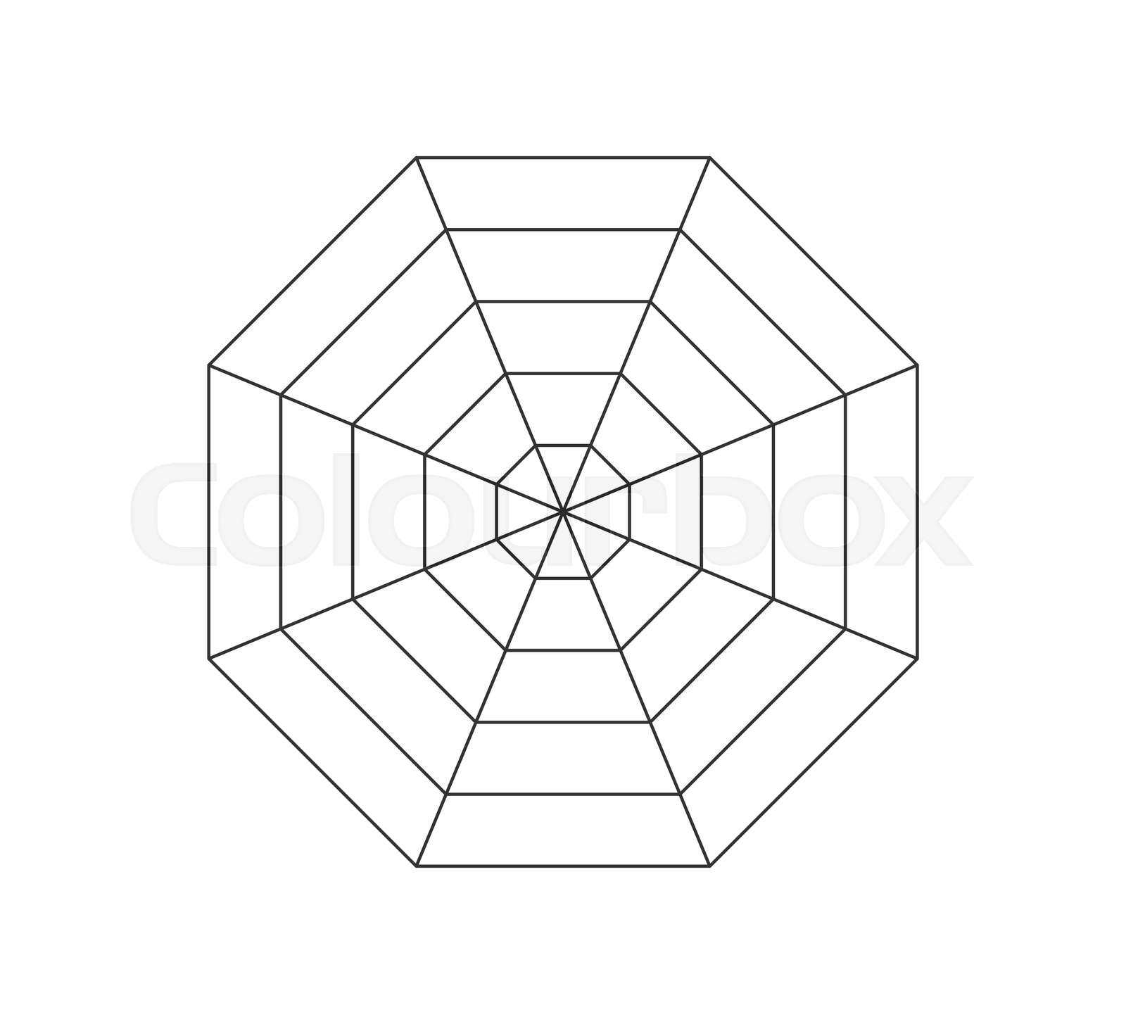 Octagonal radar or spider diagram template. Octagon graph. Flat