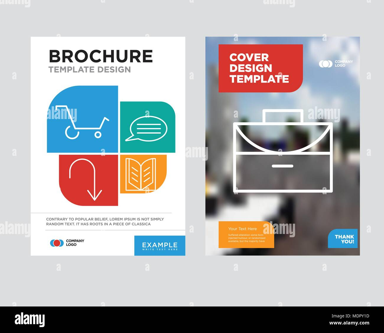 Office briefcase brochure flyer design template with abstract  With Open Office Brochure Template