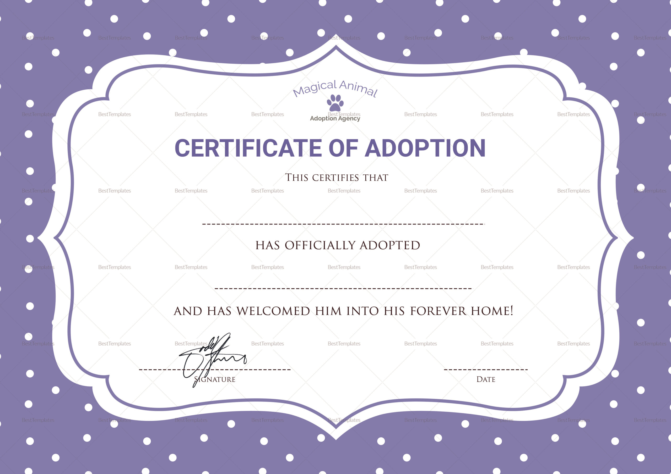 Official Adoption Certificate Design Template In PSD, Word Regarding Blank Adoption Certificate Template