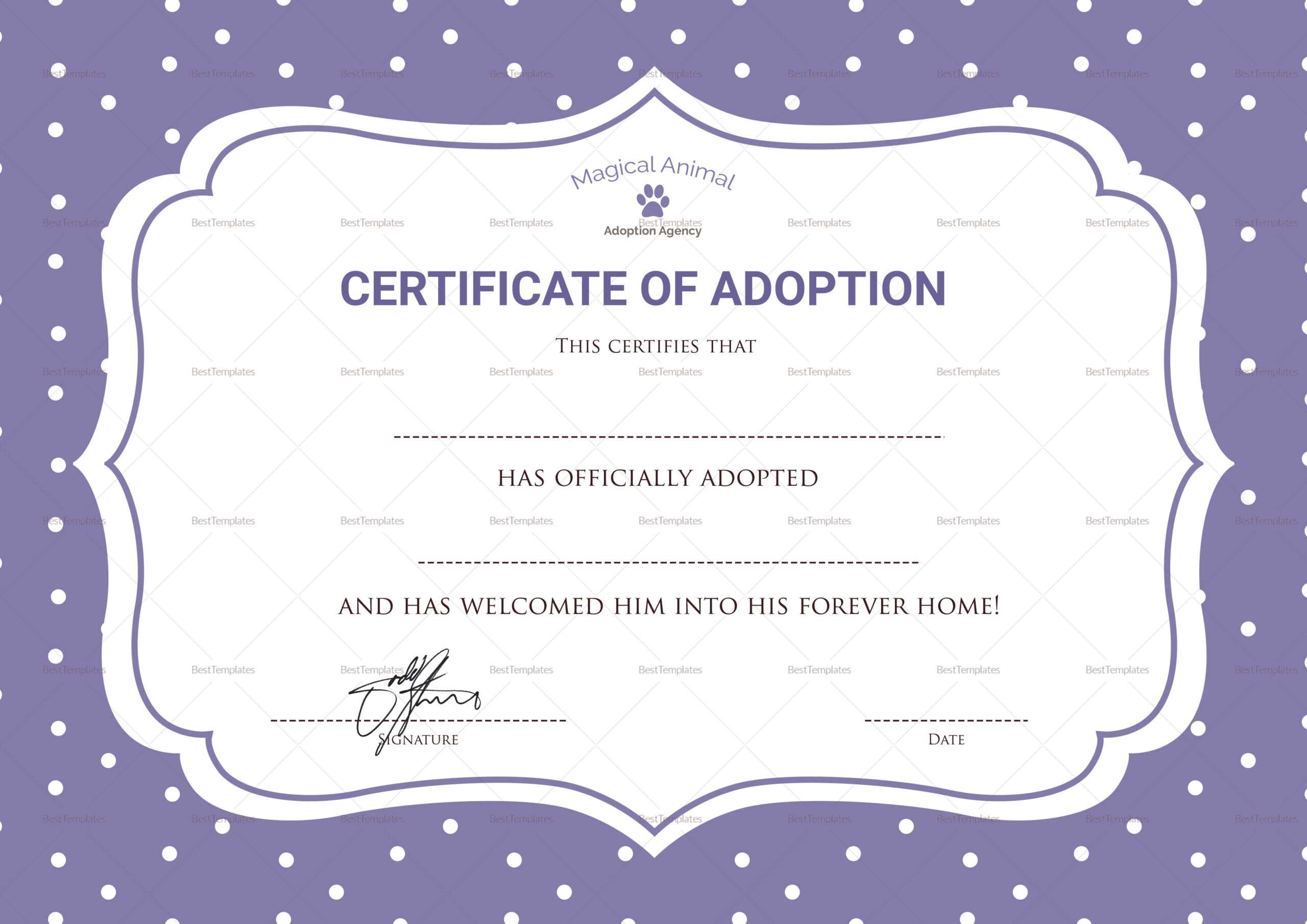 Official Adoption Certificate Design Template in PSD, Word With Regard To Blank Adoption Certificate Template