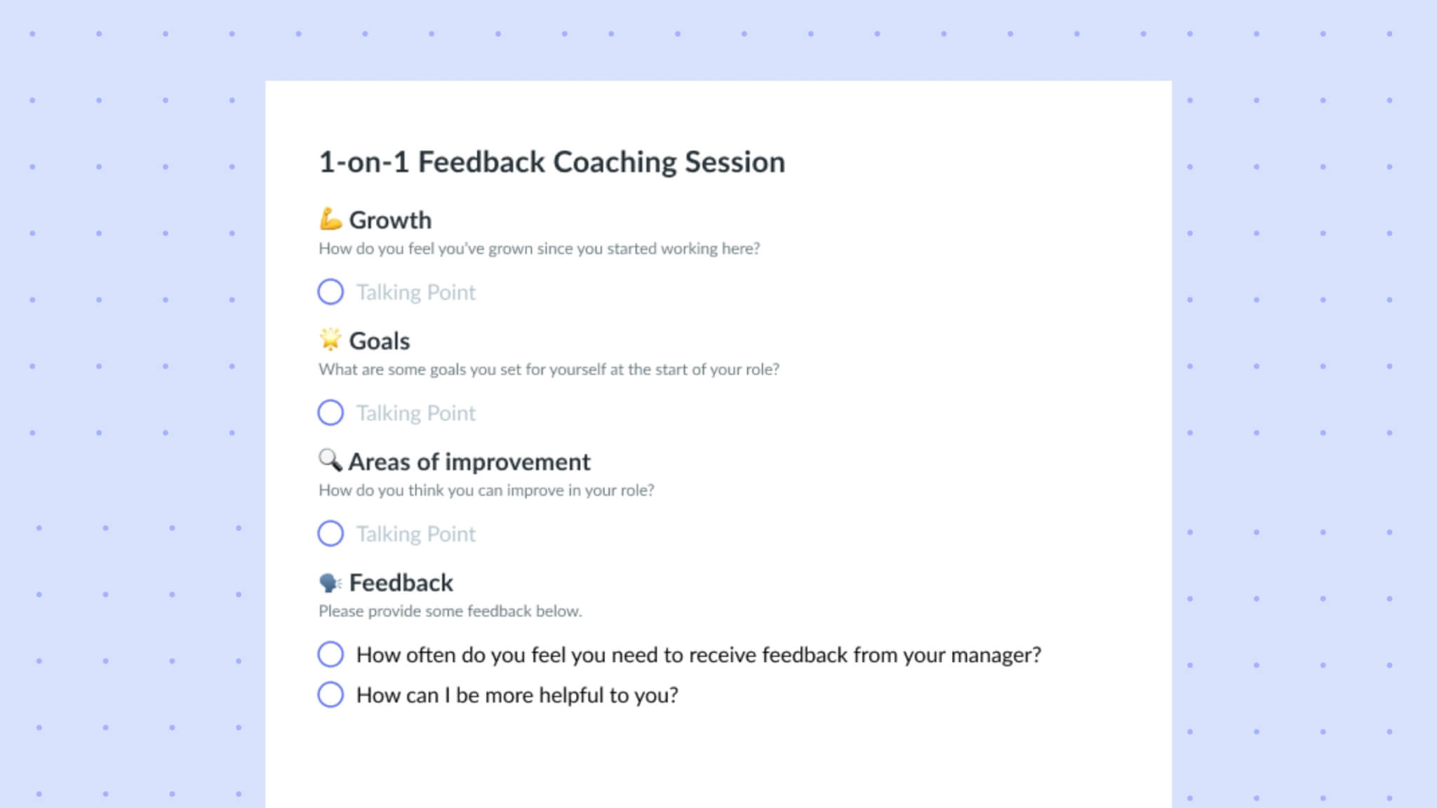 One On One Coaching Template: Facilitate Conversations To Spark Growth Inside Coaches Report Template