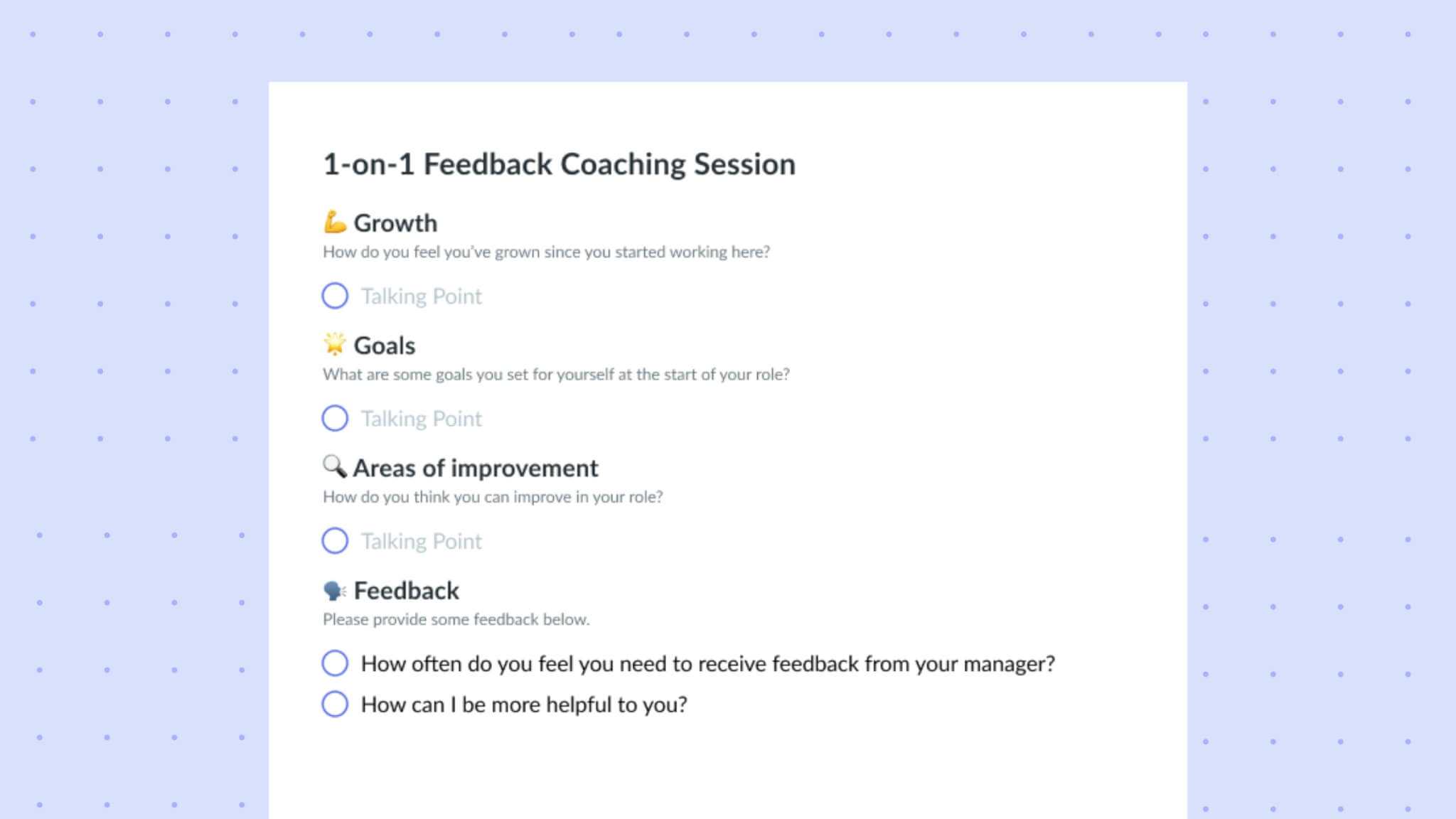 One-on-One Coaching Template: Facilitate Conversations to Spark Growth Inside Coaches Report Template