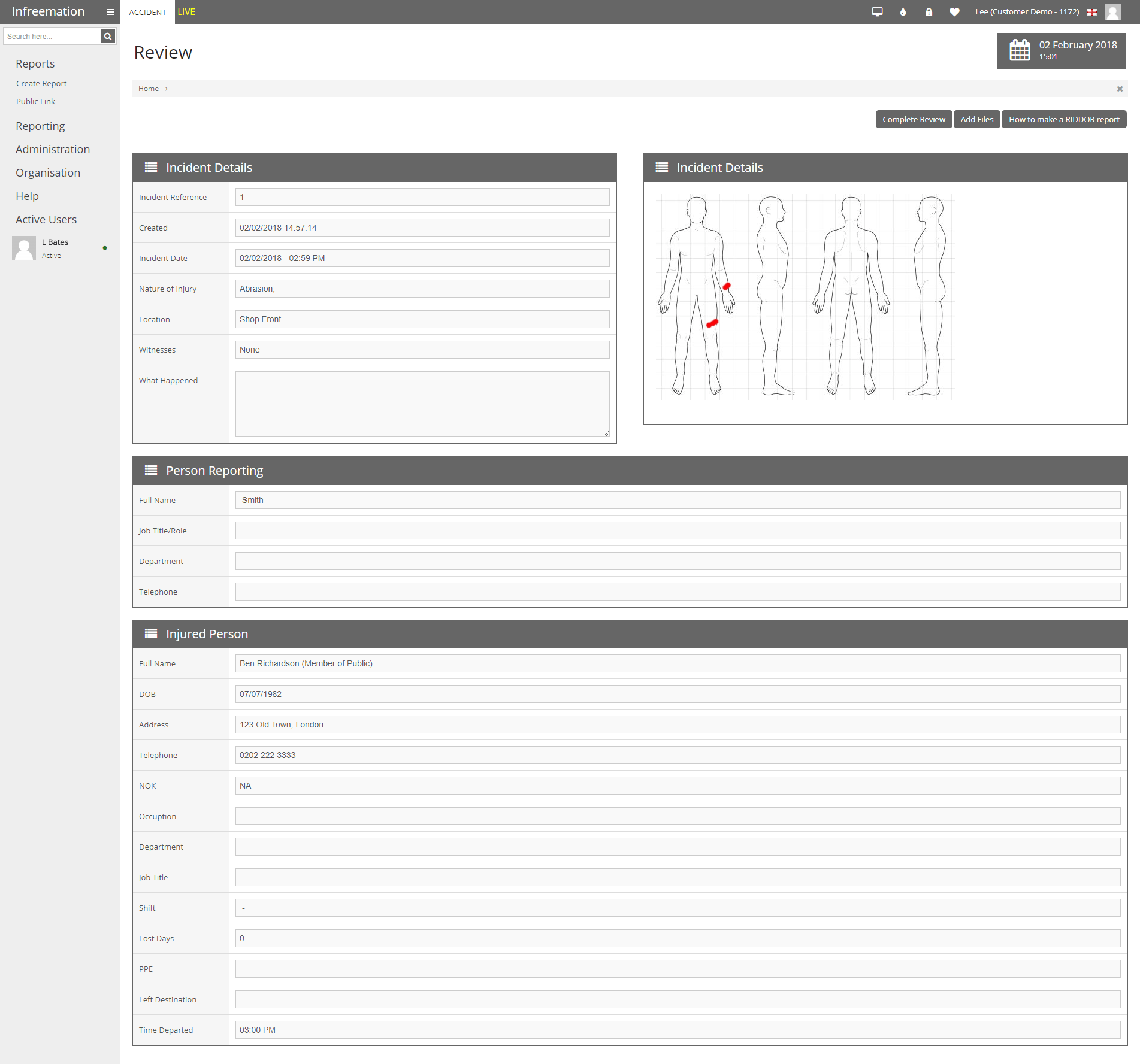 Online Accident Book: HSE And RIDDOR Compliant, Accident And  With Regard To Incident Report Book Template