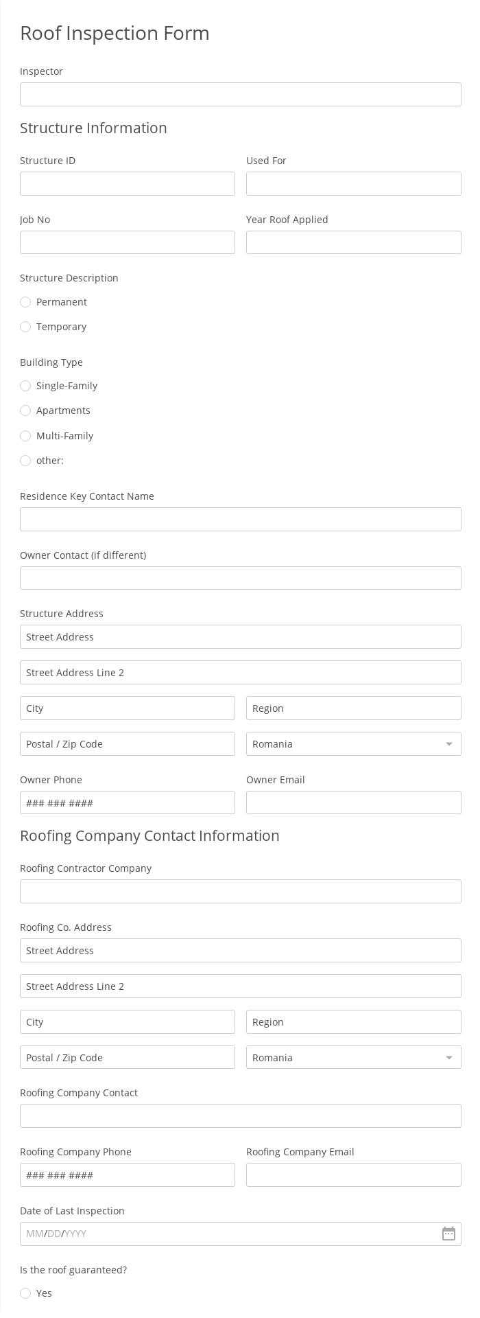 Online Roof Inspection Form Template  10 Form Builder In Roof Inspection Report Template