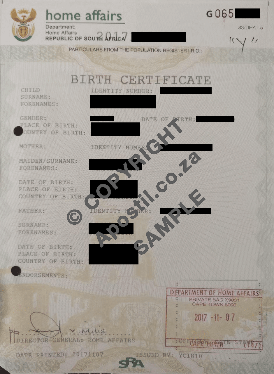 Order An Unabridged Birth Certificate  Apostil With Regard To South African Birth Certificate Template