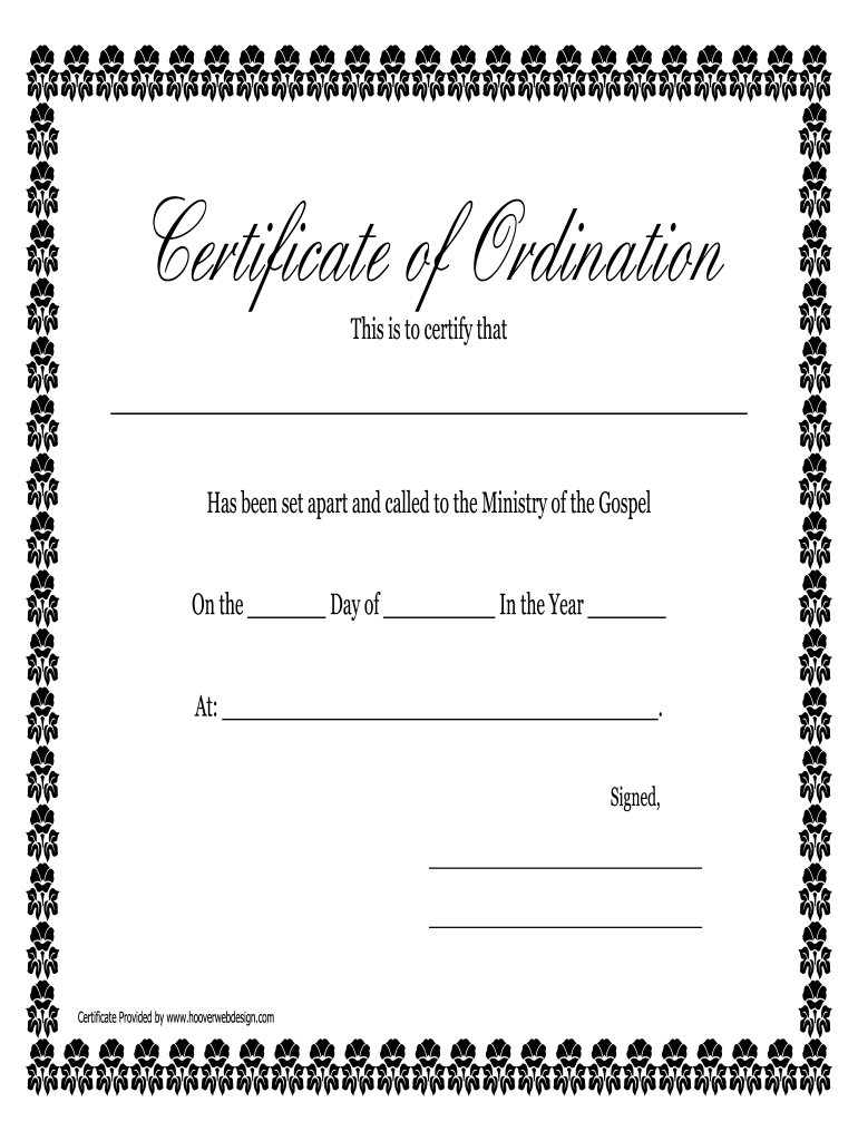 Ordination Certificate Template - Fill Online, Printable, Fillable  Pertaining To Certificate Of Ordination Template