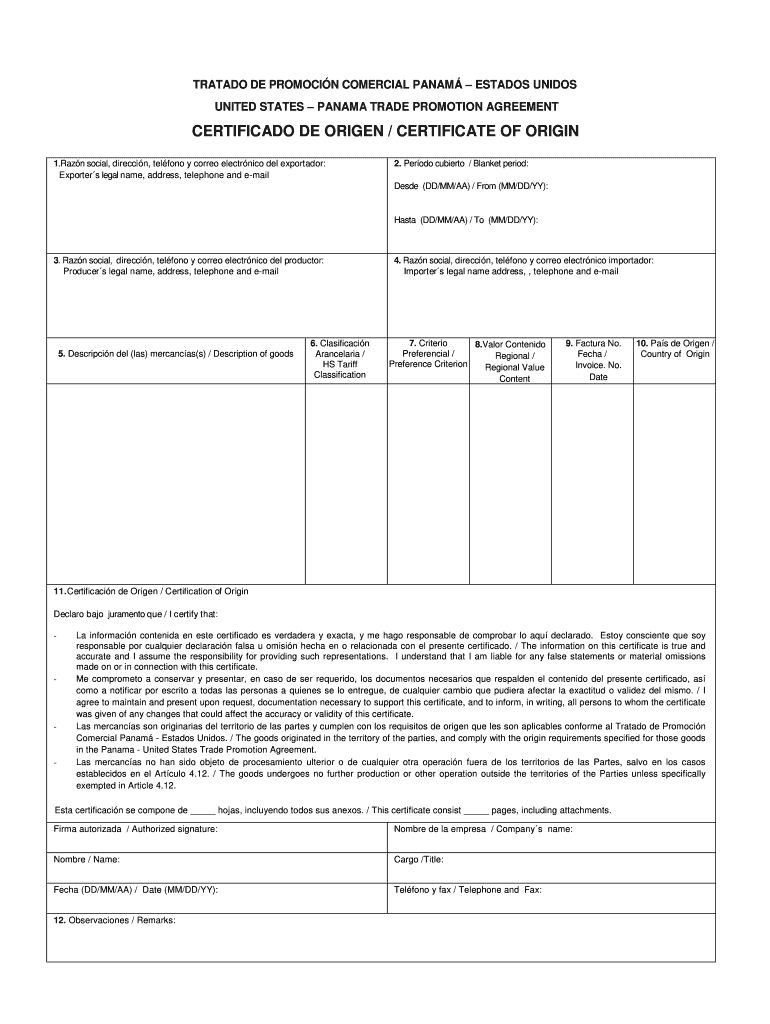 Origin Certificado Origen - Fill Online, Printable, Fillable  With Regard To Certificate Of Origin Form Template