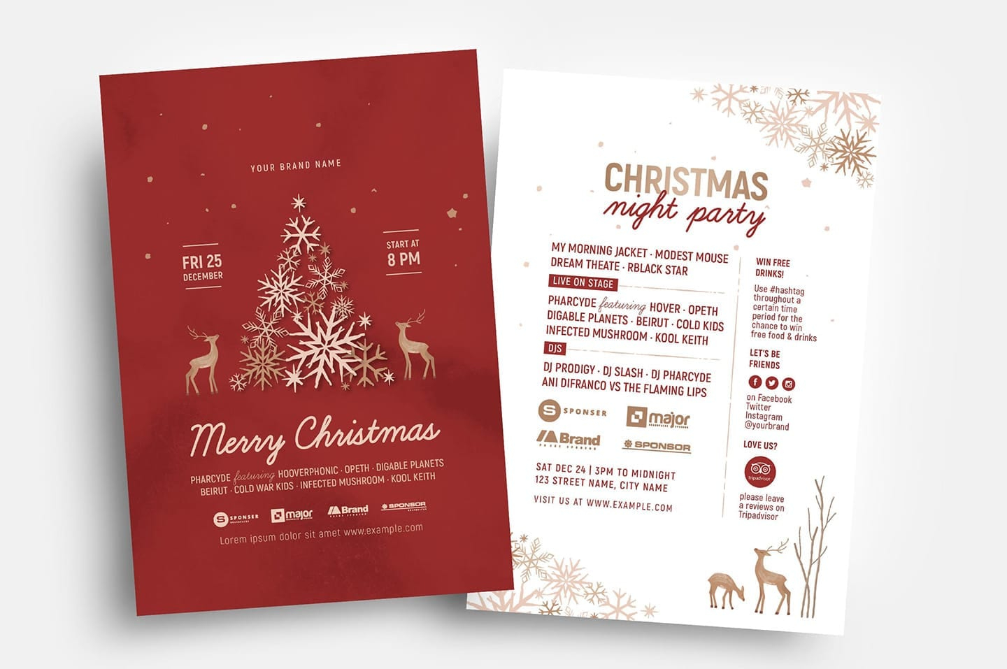 Ornate Christmas Flyer Template - PSD, Ai & Vector - BrandPacks Within Christmas Brochure Templates Free