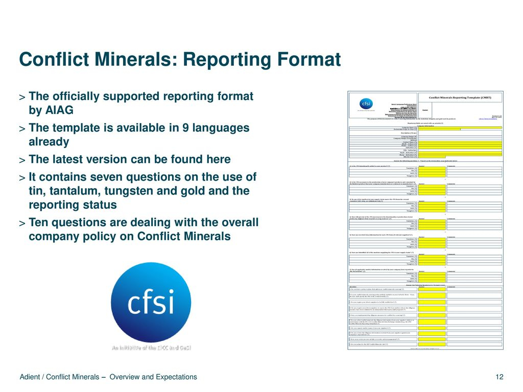 Overview And Expectations – Ppt Download Inside Eicc Conflict Minerals Reporting Template