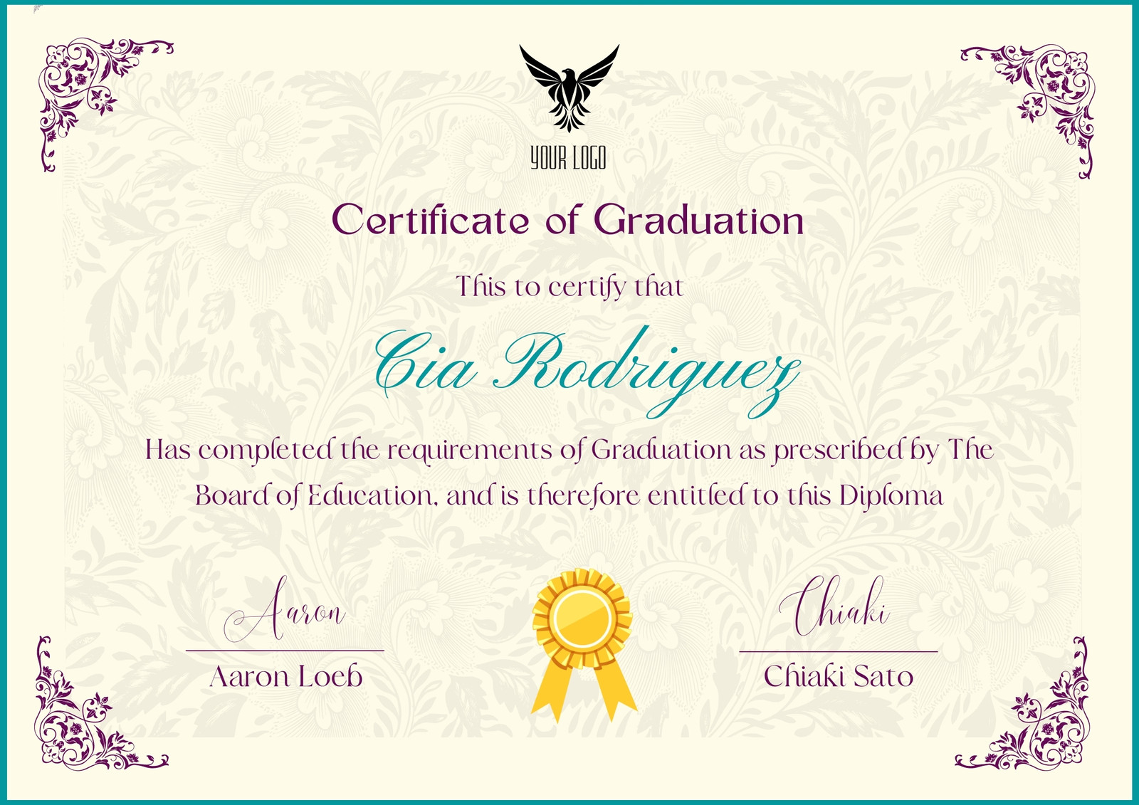 Page 10 - Free custom printable diploma certificate templates  Canva Throughout College Graduation Certificate Template
