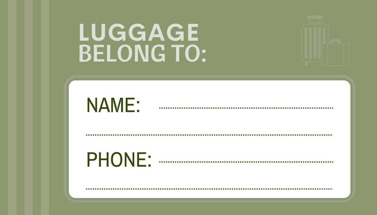 Page 10 - Free printable, customizable luggage tag templates  Canva Within Blank Luggage Tag Template
