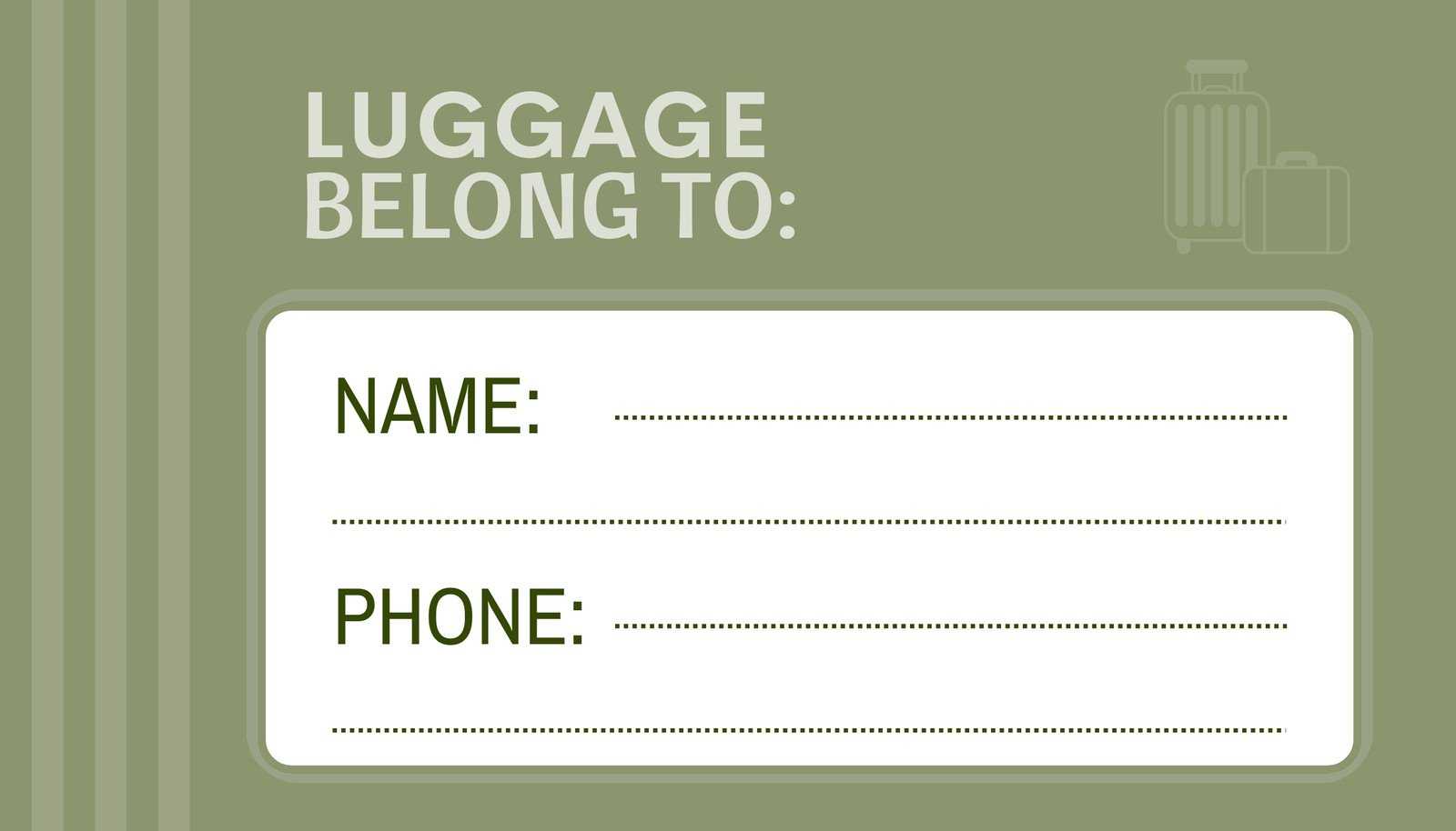 Page 10 – Free Printable, Customizable Luggage Tag Templates  Canva Within Blank Luggage Tag Template