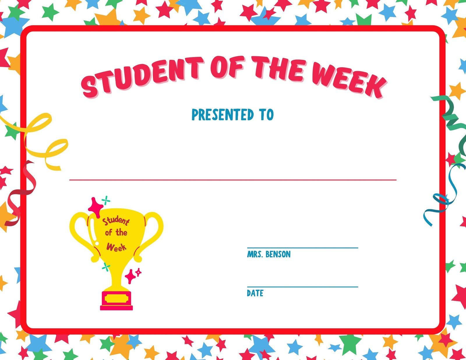 Page 10 - Free, printable, customizable recognition certificate  Within Star Of The Week Certificate Template