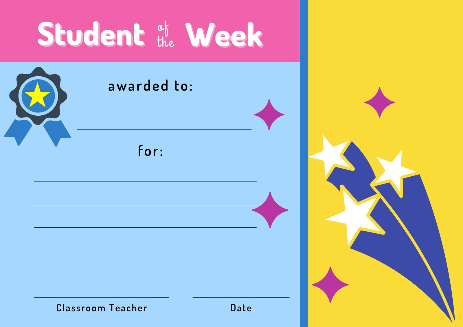 Page 10 - Free printable, customizable student certificate  Throughout Star Of The Week Certificate Template