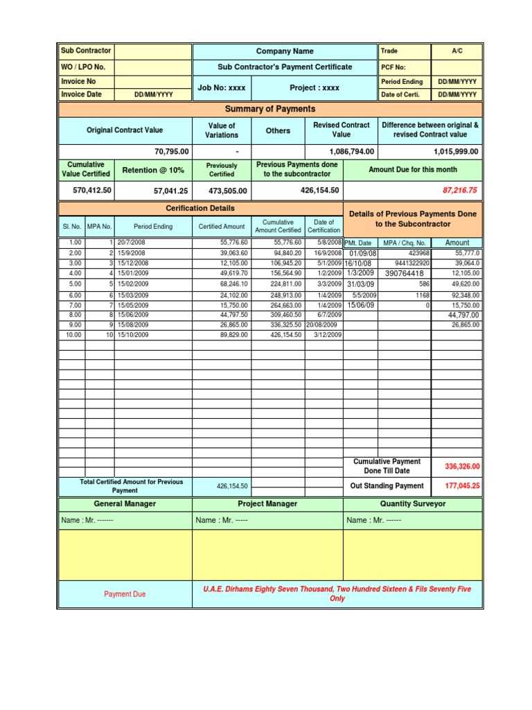 Payment Certificate Format  PDF  Business With Construction Payment Certificate Template