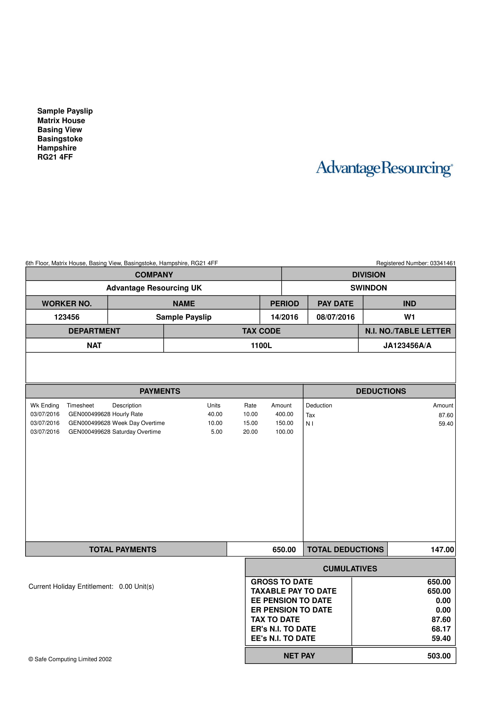 Payslip - 10+ Examples, Format, Pdf  Examples For Blank Payslip Template
