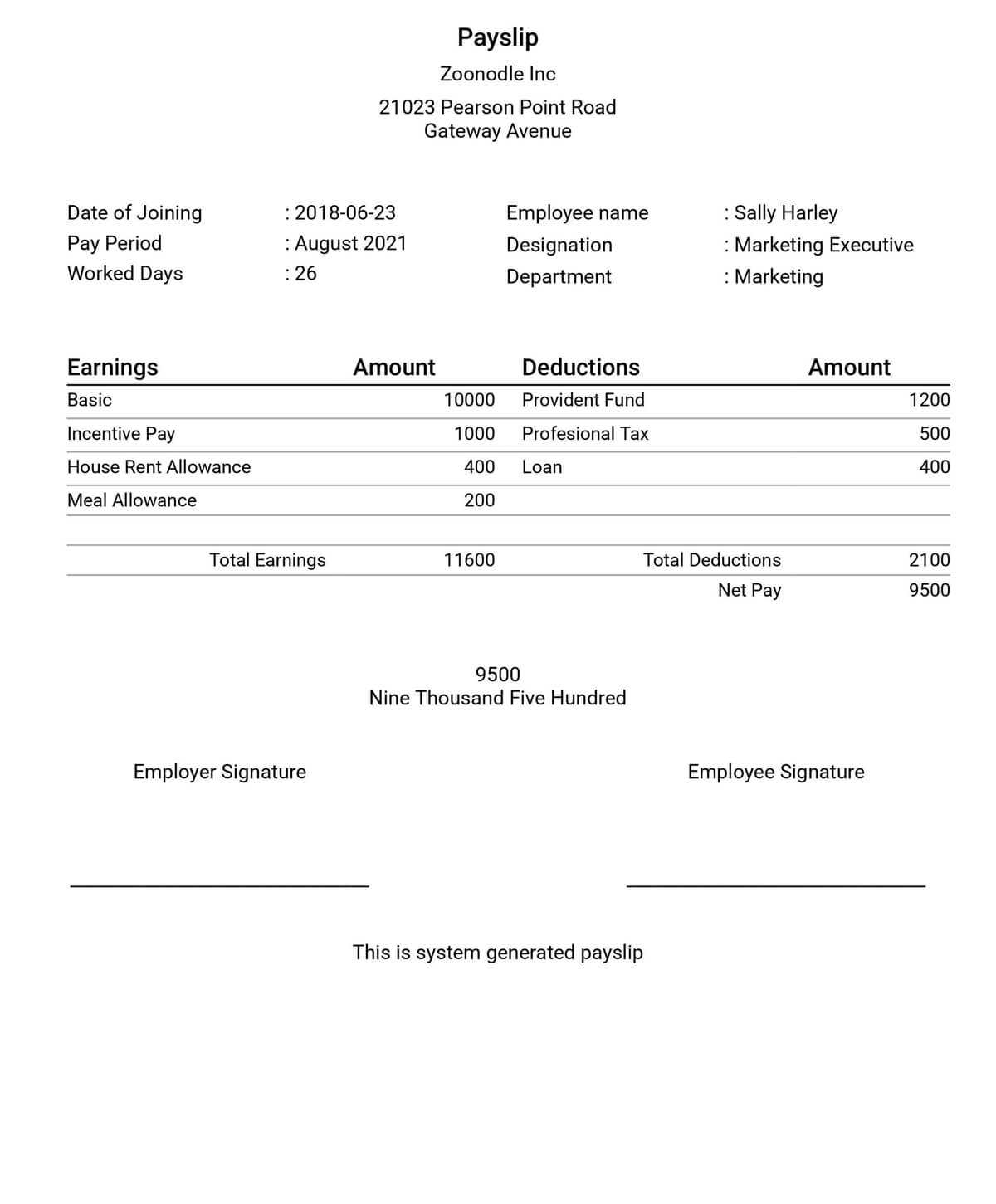 Payslip Sample Template  Paysliper Within Blank Payslip Template