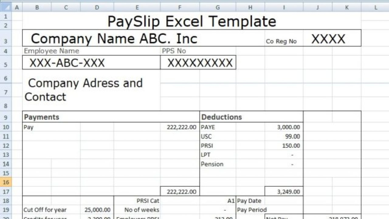 Payslip Template Format In Excel And Word - Microsoft Excel Templates