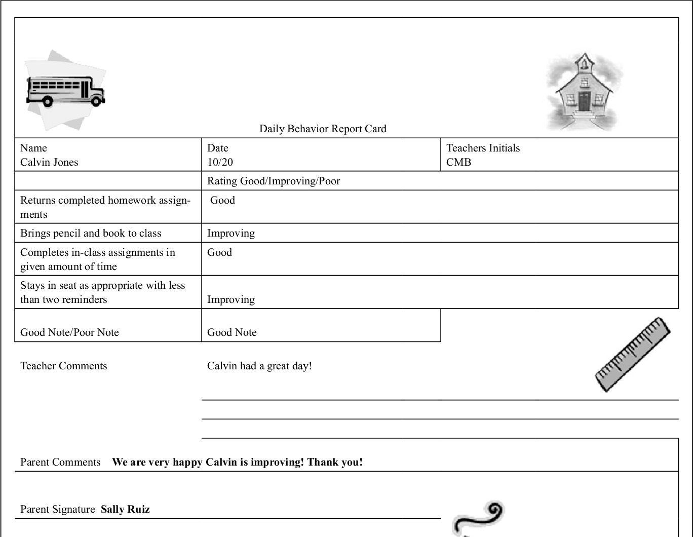 PDF] Calvin Won’t Sit Down! The Daily Behavior Report Card: A  Within Daily Report Card Template For Adhd