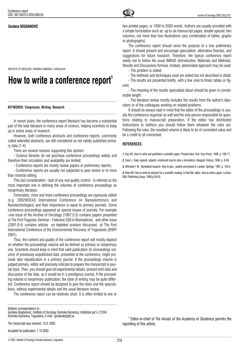 PDF) How to write a conference report