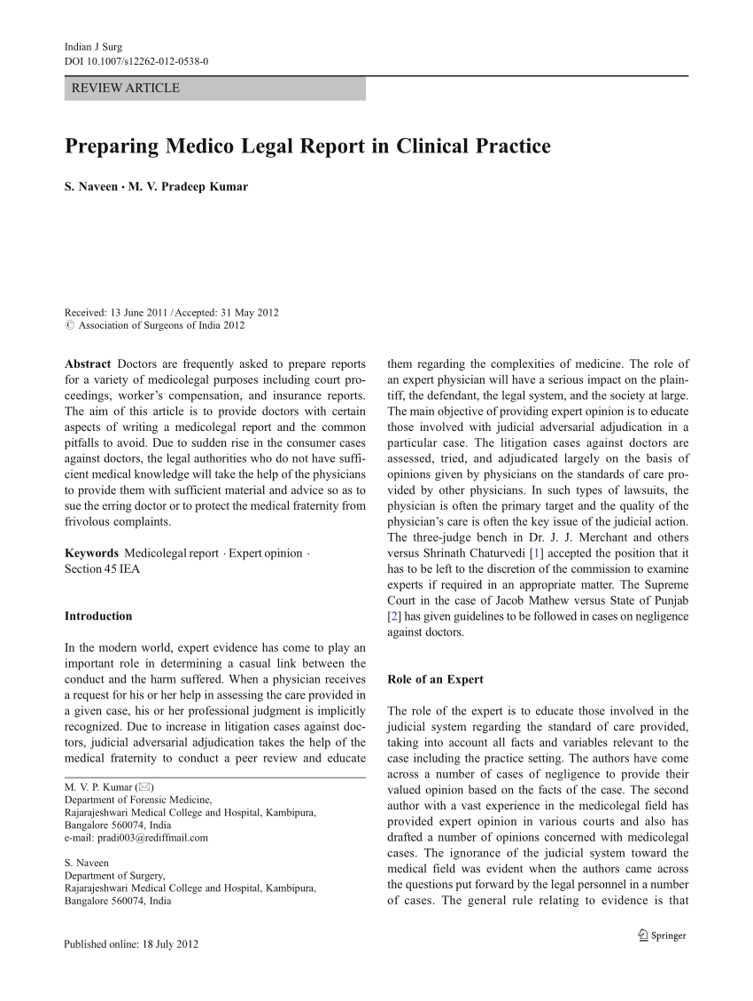 PDF) Preparing Medico Legal Report in Clinical Practice Intended For Medical Legal Report Template PDF) Preparing Medico Legal Report in Clinical Practice Intended For Medical Legal Report Template