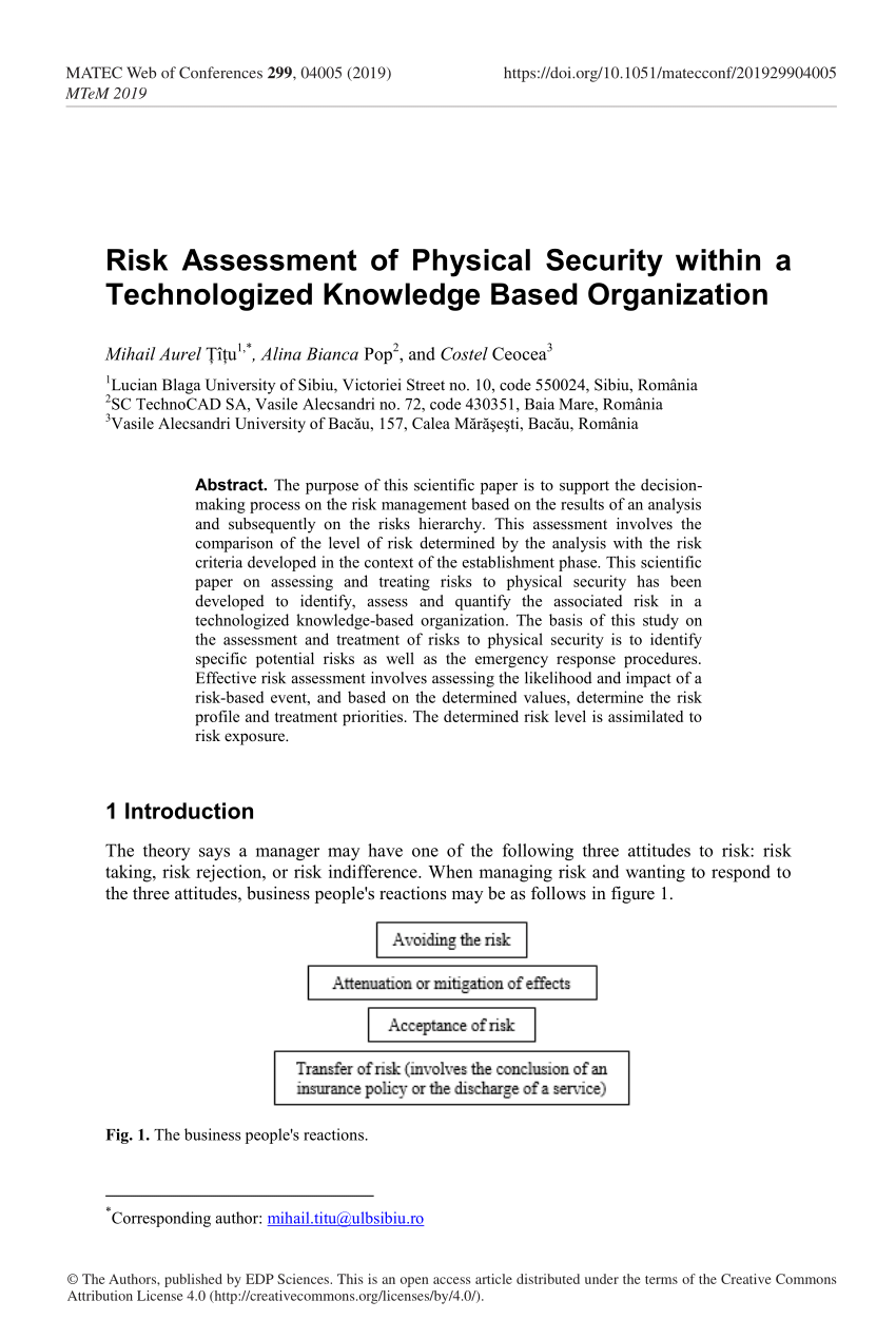 PDF) Risk Assessment of Physical Security within a Technologized  Inside Physical Security Risk Assessment Report Template