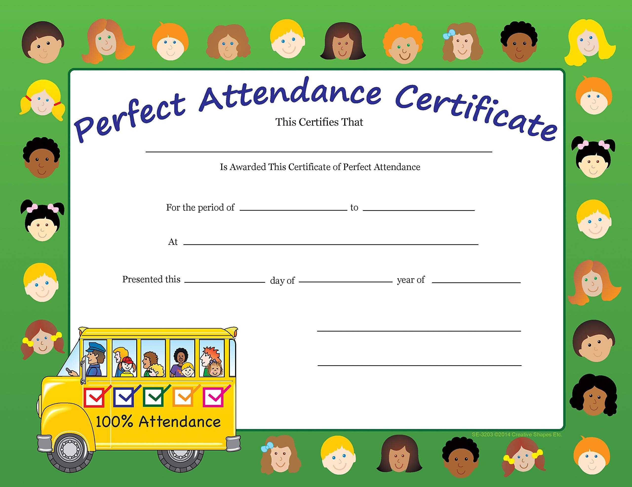 Perfect Attendance Recognition Certificates For Perfect Attendance Certificate Template