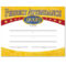 Perfect Attendance Yellow Gold Foil-Stamped Certificates