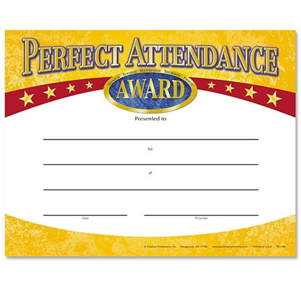 Perfect Attendance Yellow Gold Foil-Stamped Certificates Intended For Perfect Attendance Certificate Template
