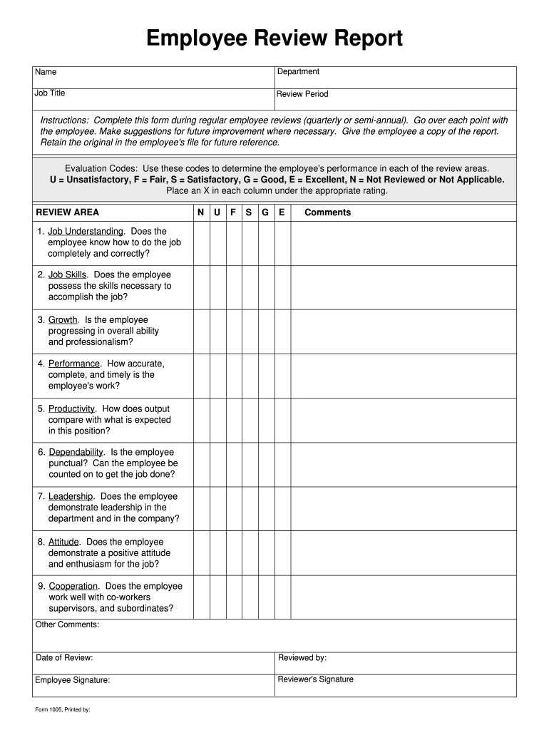 Performance Review Template - Fill Online, Printable, Fillable  With Blank Evaluation Form Template