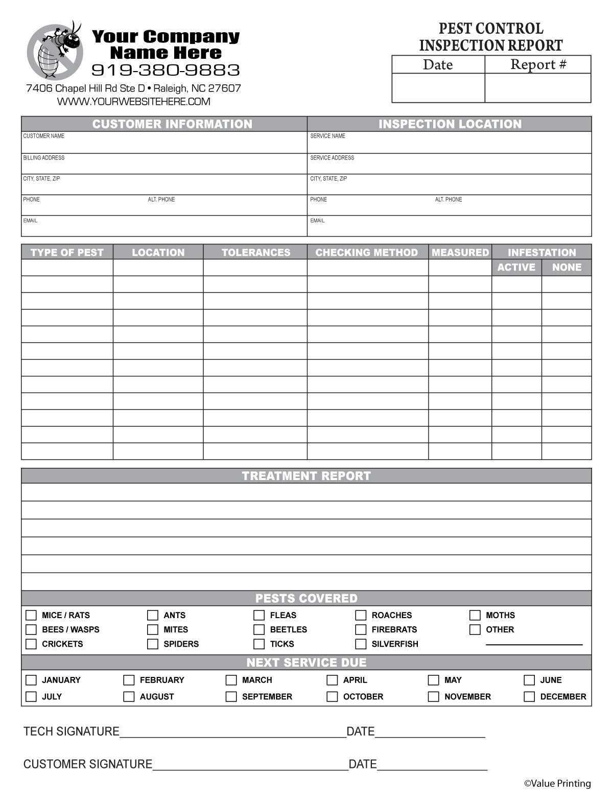 PEST-10 Pest Control Inspection Report Inside Pest Control Report Template