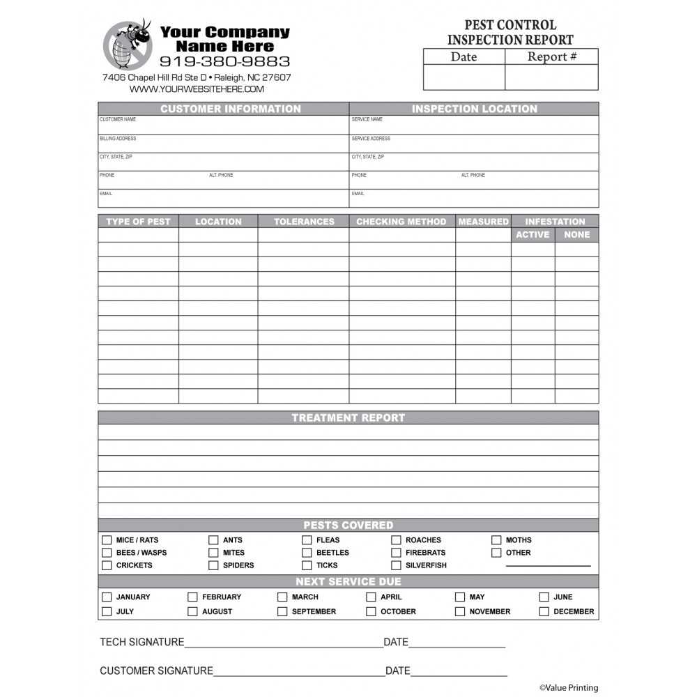 PEST-10 Pest Control Inspection Report Regarding Pest Control Inspection Report Template