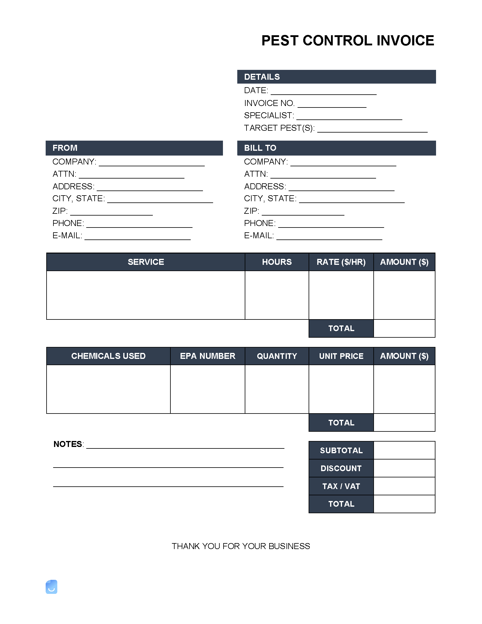 Pest Control Invoice Template Within Pest Control Report Template