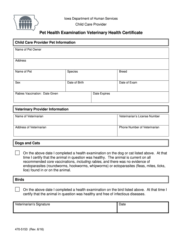 Pet Health Examination Veterinary Health Certificate: Fill Out  For Veterinary Health Certificate Template