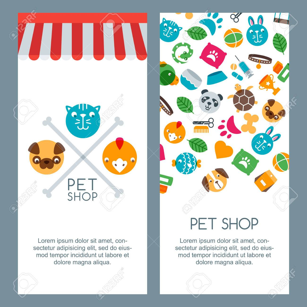 Pet Shop, Zoo Or Veterinary Banner, Poster Or Flyer Template  Pertaining To Zoo Brochure Template