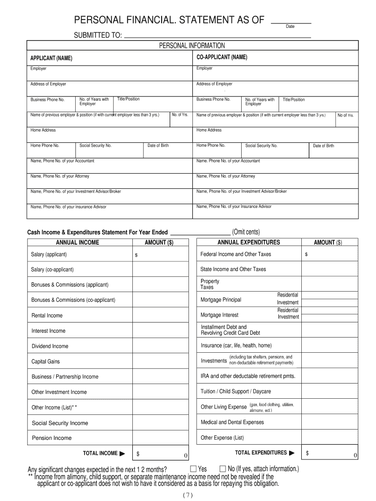 phone statement financial: Fill out & sign online  DocHub For Blank Personal Financial Statement Template