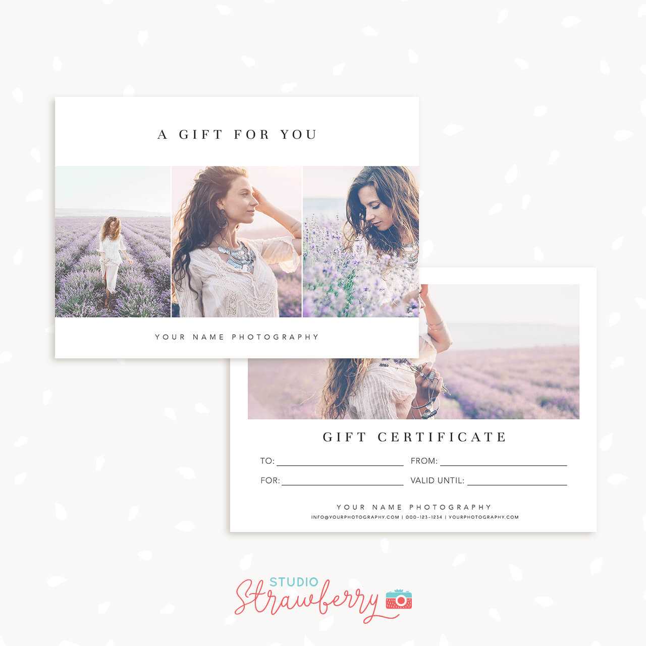 Photography gift certificate template  Classic minimalist  Inside Photoshoot Gift Certificate Template