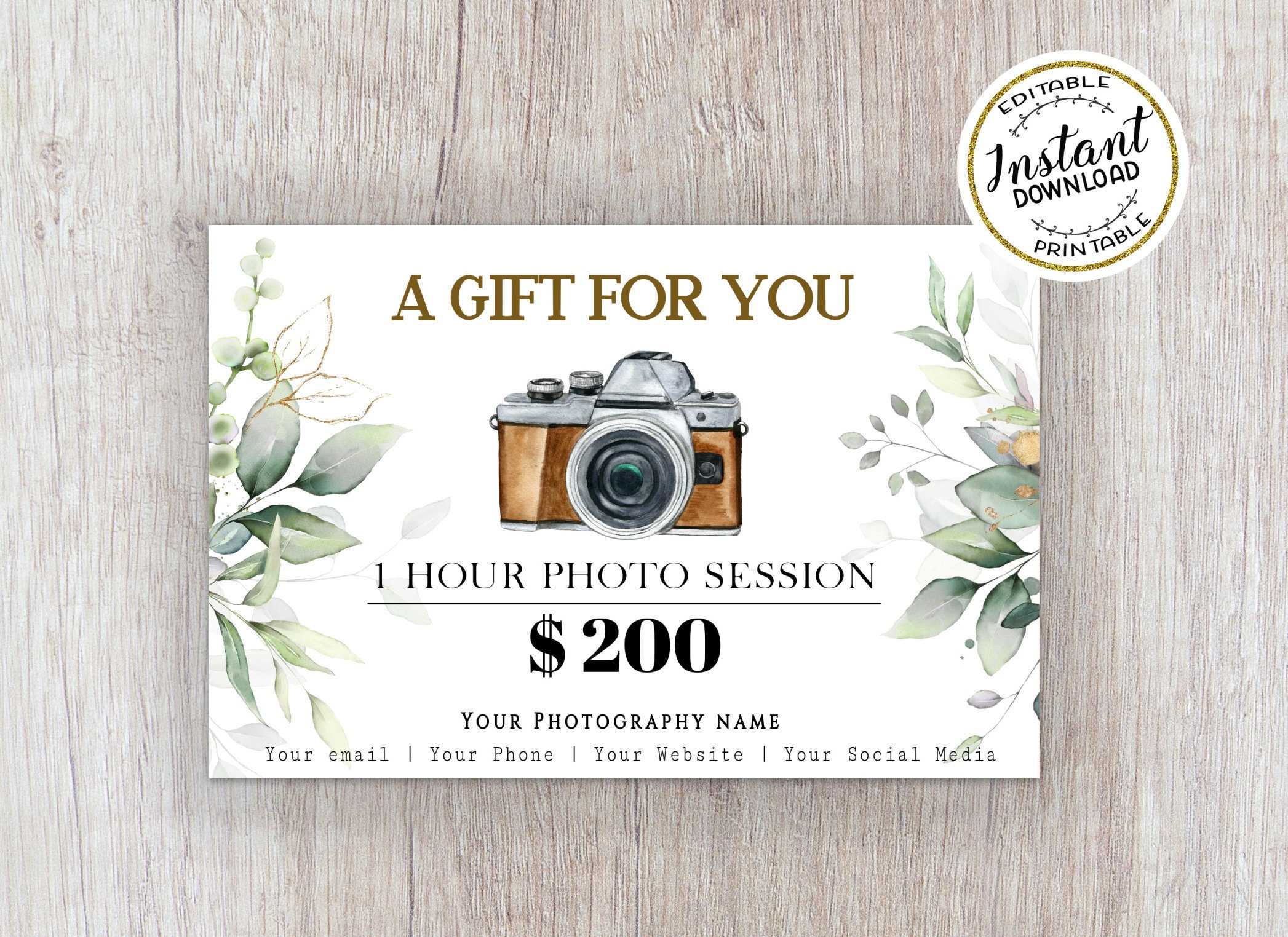 Photography Gift Certificate Template Editable Photography - Etsy