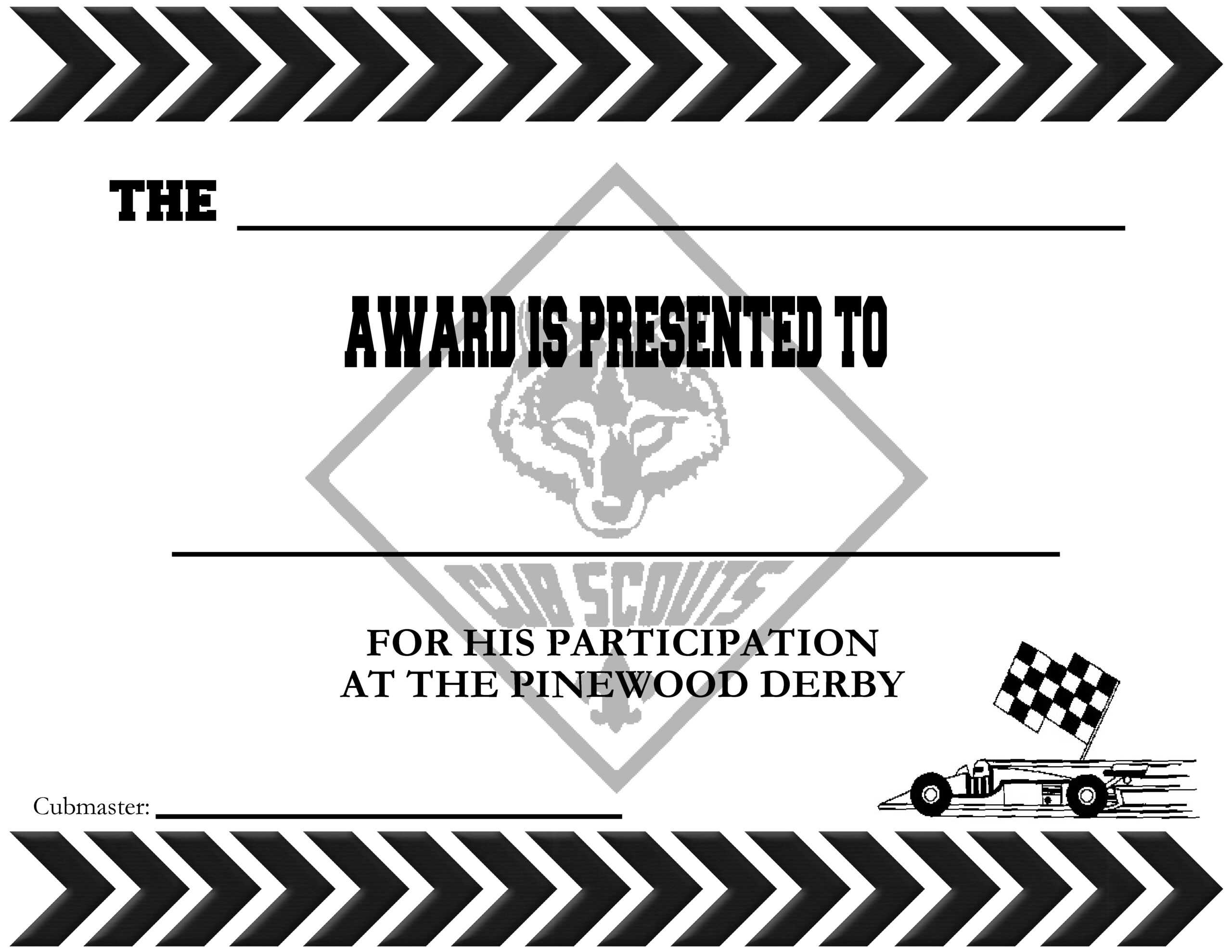 Pinewood Derby Certificates Within Pinewood Derby Certificate Template