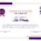 Pink And Purple Certificate For Donation  Certificate Template With Regard To Donation Certificate Template