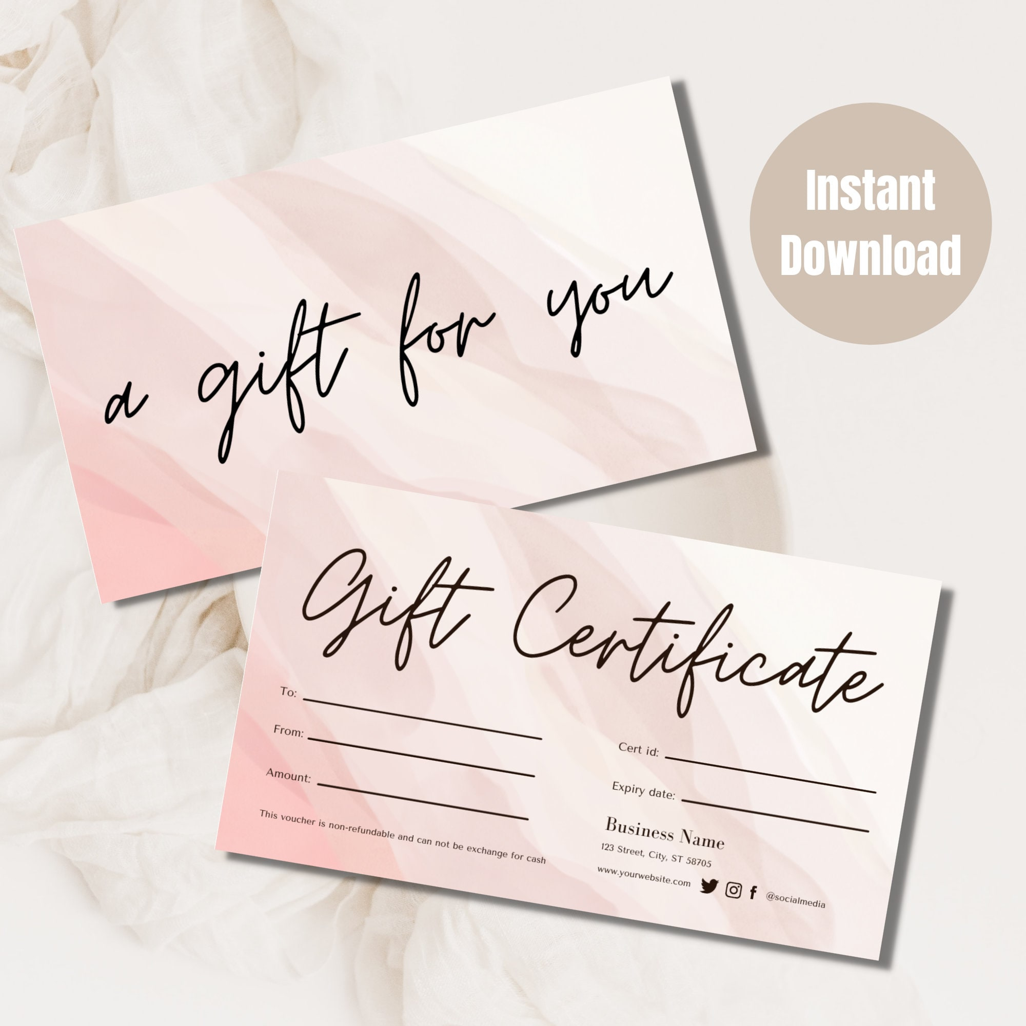 Pink Gift Certificate Template Printable/editable Love - Etsy Regarding Pink Gift Certificate Template