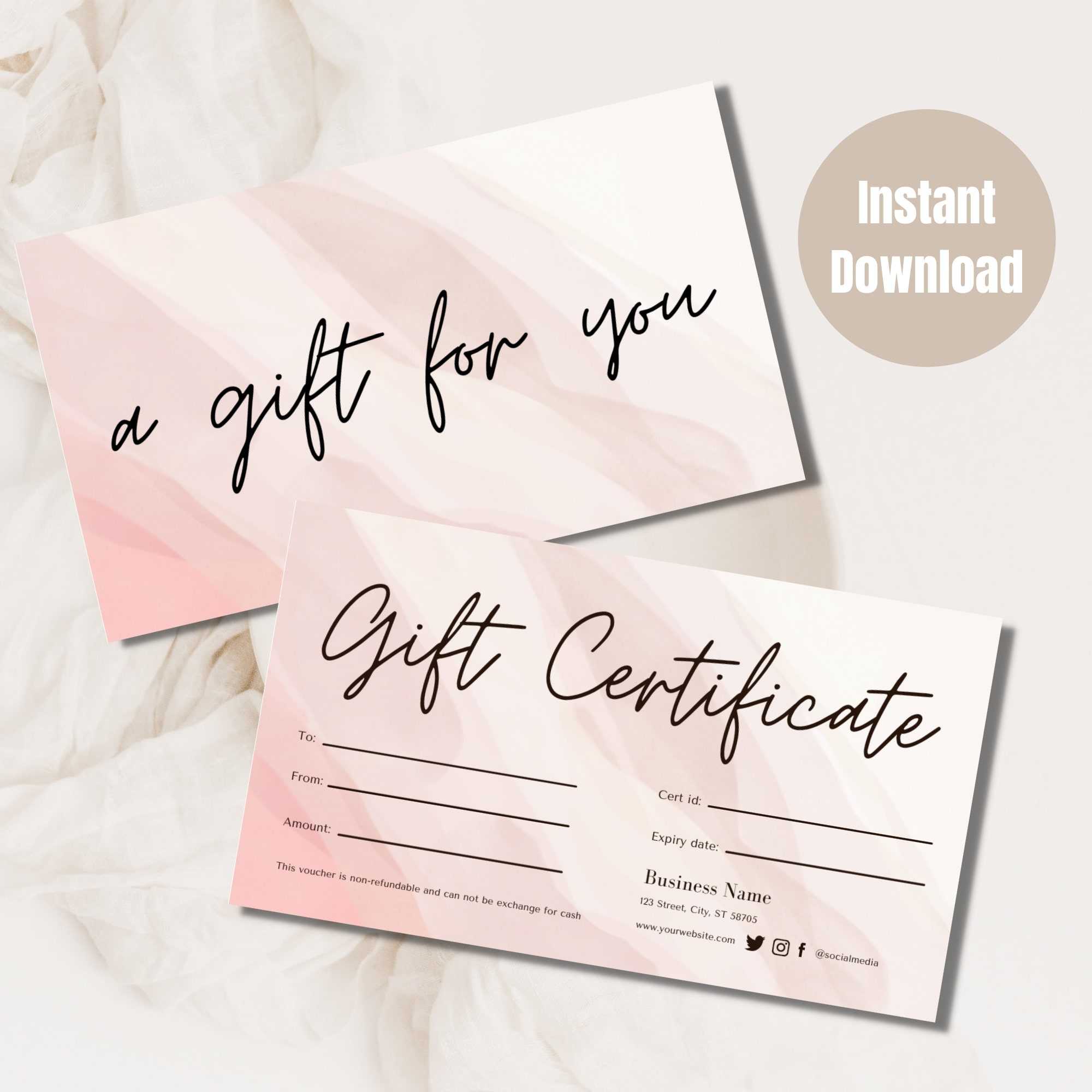 Pink Gift Certificate Template Printable/editable Love – Etsy Regarding Pink Gift Certificate Template