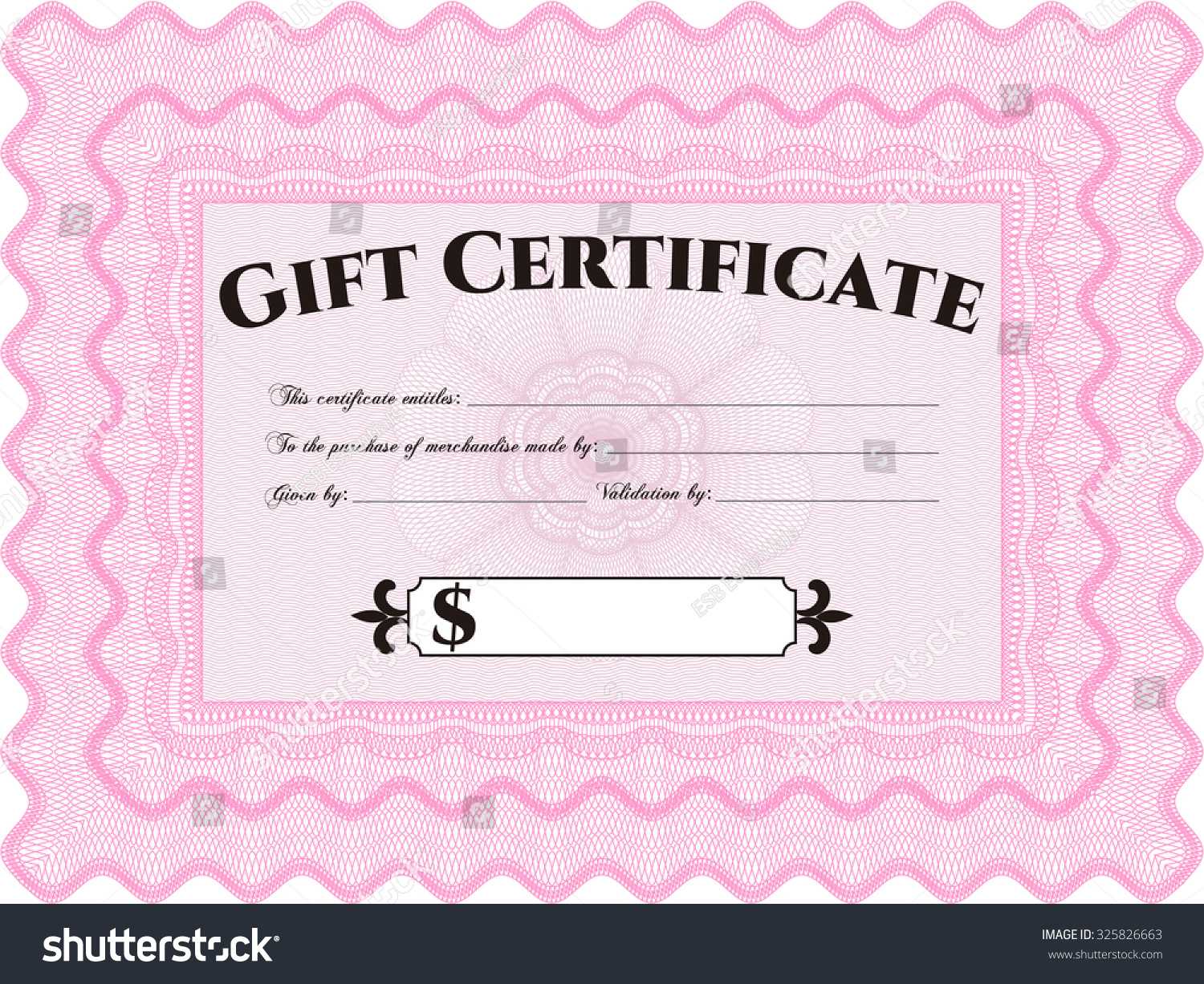 Pink Gift Certificate Template Stock Vector (Royalty Free  Inside Pink Gift Certificate Template