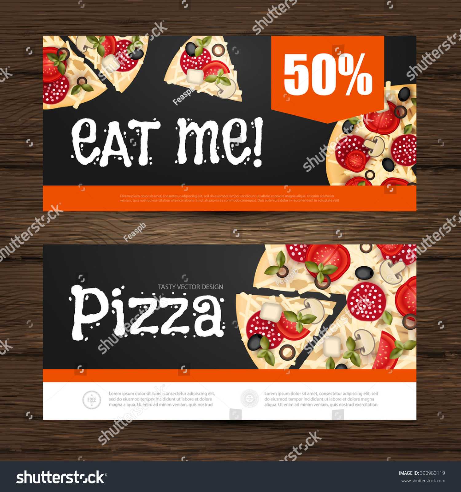 Pizza Flyer Gift Voucher Template Vector Stock Vector (Royalty  For Pizza Gift Certificate Template