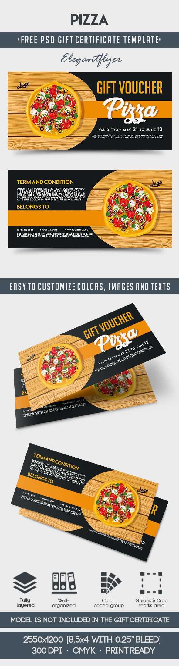 Pizza Free Gift Voucher  by ElegantFlyer Intended For Pizza Gift Certificate Template