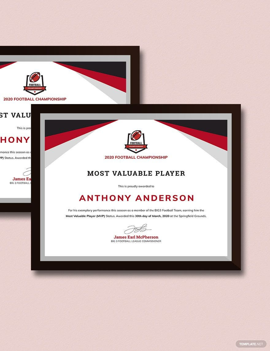 Player Award certificate Template - Google Docs, Illustrator  Pertaining To Player Of The Day Certificate Template