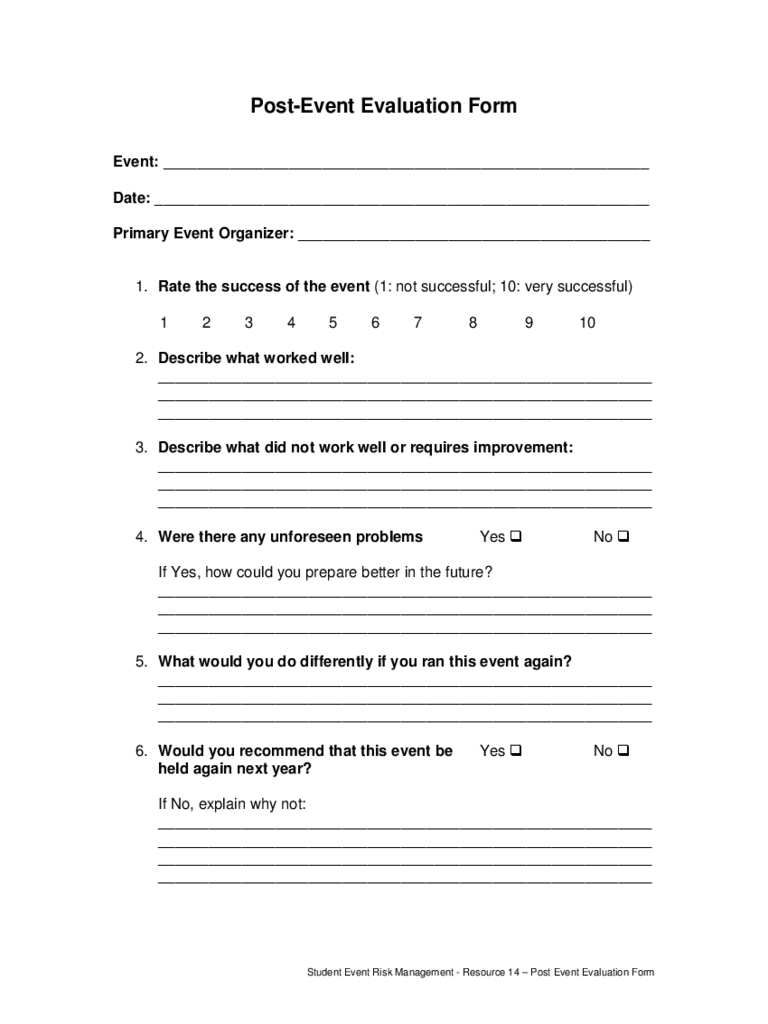 Post Event Evaluation Form - 10 Free Templates in PDF, Word, Excel  Intended For Post Event Evaluation Report Template