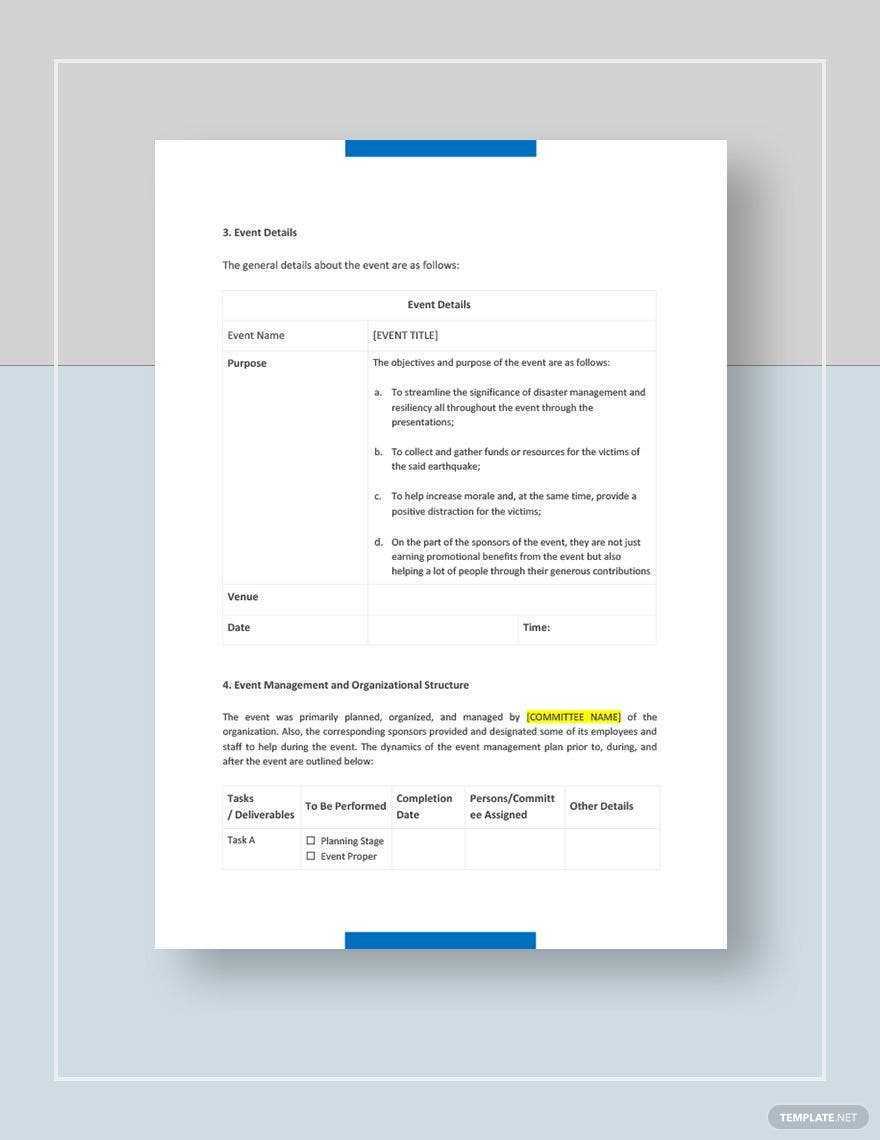 Post Event Report – Google Docs, Word, Apple Pages  Template