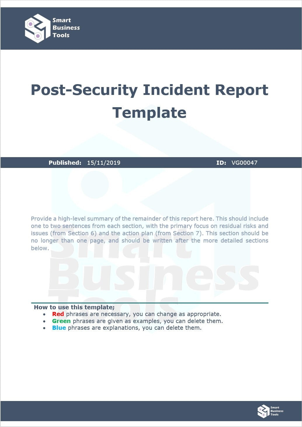 Post-Security Incident Report Vorlage - Etsy Österreich With Regard To Section 7 Report Template